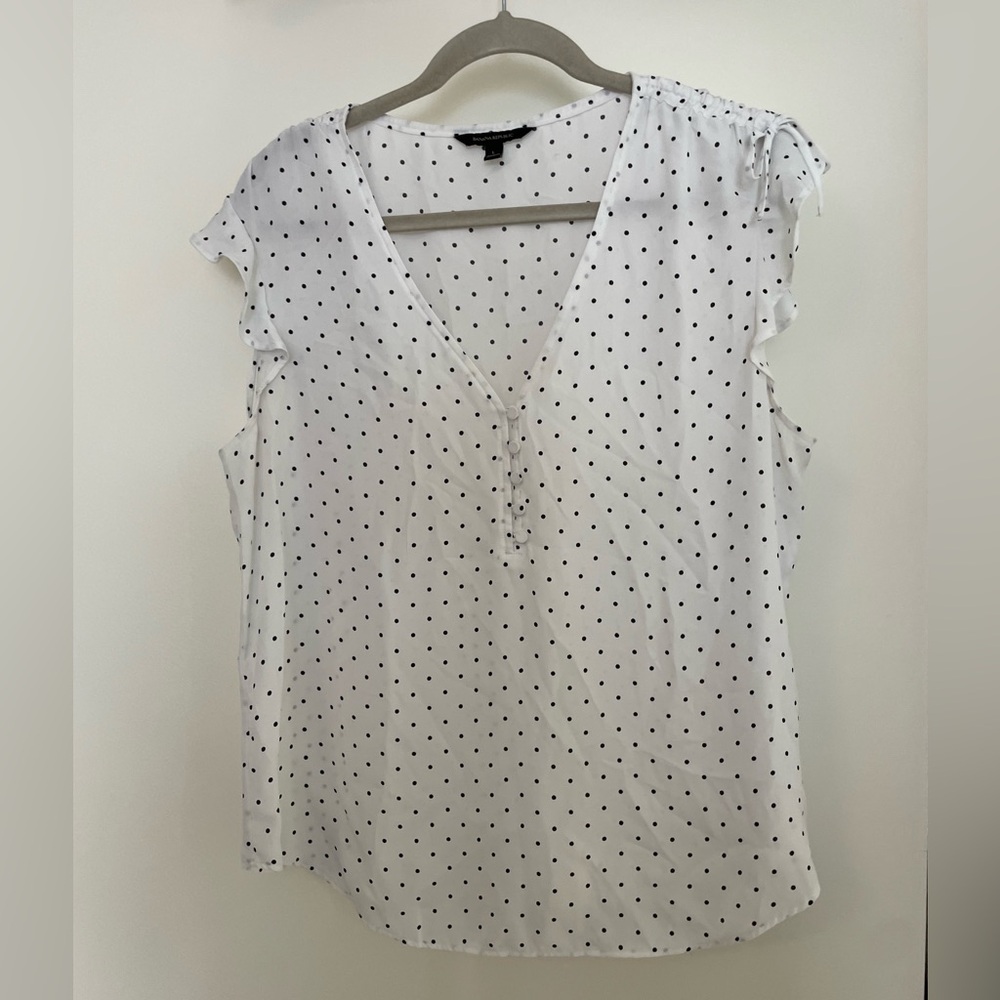 Banana Republic White Blouse with Black Dots